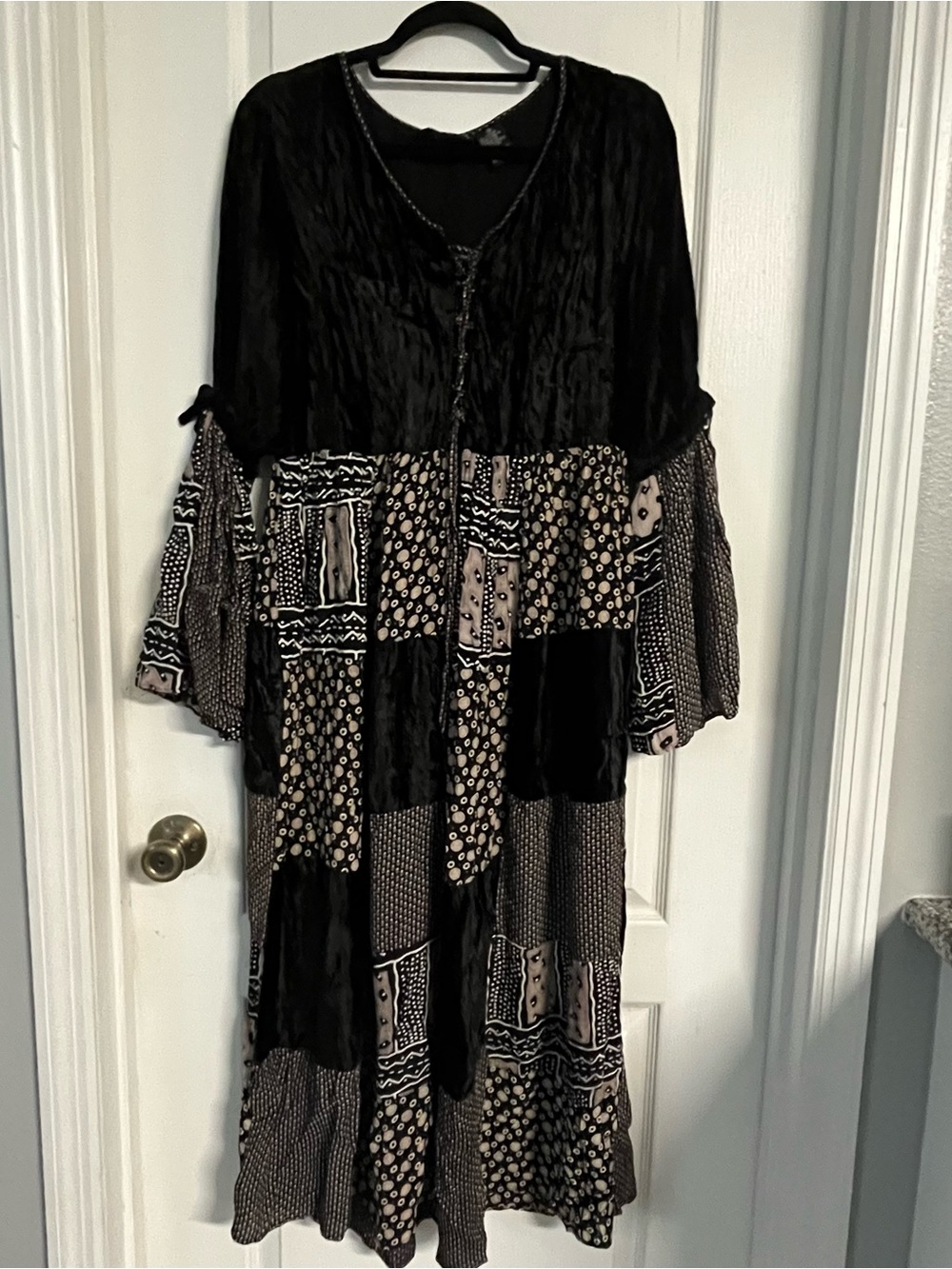 Bohemian Black Patchwork Maxi Dress